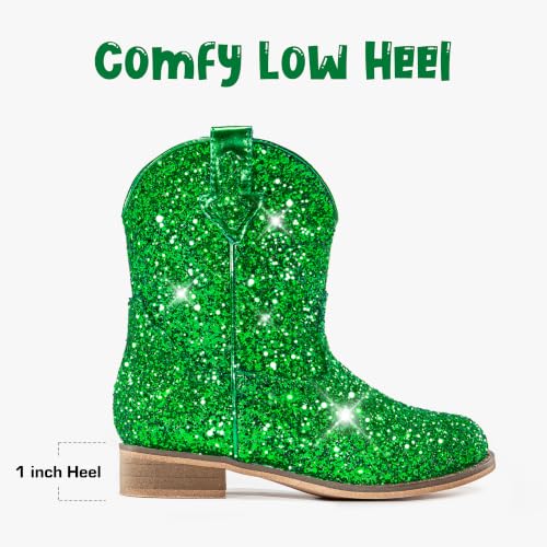Image of Motasha Toddler Girls Cowgirl Boots Glitter Toddler Cowboy Boot Ankle Girls Boots Little Kids Horse Riding Shoes Party Birthday