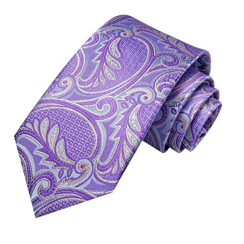 Image of Hi-Tie Men 63inches Tie Set Extra Long Necktie Paisley Tie Pocket Suqare Cufflinks Big and Tall Men Tie