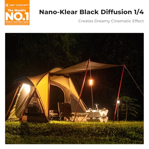 image for K&F CONCEPT 55mm Black Diffusion 1/4 Filter Mist Cinematic Effect Filt