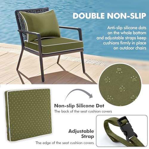 MIULEE Dark Green Outdoor Seat Cushion 24x24 Inch Waterproof Cushion by MIULEE - Used condition - Image 4