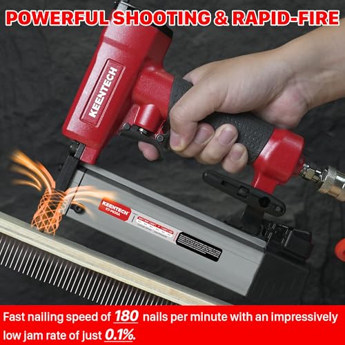 Image of KEENTECH Pneumatic Pin Nailer 23 Gauge, Pin Nail Gun with 2160pcs 1 /2 inch to 1-3 /8 inch Pin Nails, Headless Air Micro Pinner with Dual Safety Trigger for Cabinets, Interior Decoration, Windows, Crafts