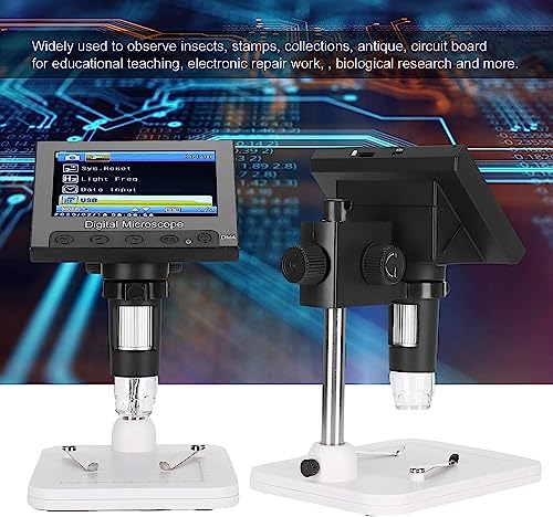 Image of Etzin DM4 Digital Microscope 50-1000X, 4.3'' LCD Microscope with Metal Stand for Kids|Adults|Students Coin /PCB /Plants Observe, Supports Windows-EPL-1015IM.