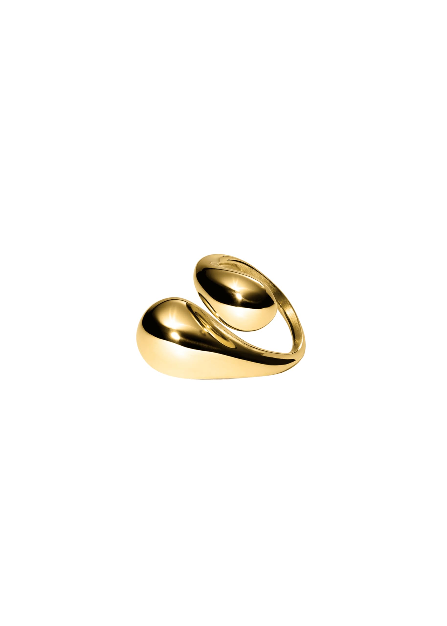 Purelei Swirl Ring – Anello regolabile con forma curva – Acciaio inossidabile placcato oro 14 K/18 K – Design a goccia – Taglie S/M & M/L – 7,16 g – Impermeabile