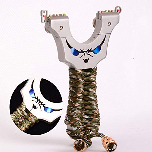 Hbg High Velocity Powerful Slingshot Hunting Stainless Steel Outdoor Y Aiming Point Slingshot, 5 Removable Sights, 3X Replacement Rubber Bands, 50 Pcs Steel Ammo Balls #TOP1