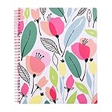 Steel Mill & Co Cute Large Spiral Notebook College Ruled, 11' x 9.5' with Durable Hardcover and 160 Lined Pages, Pink Poppy