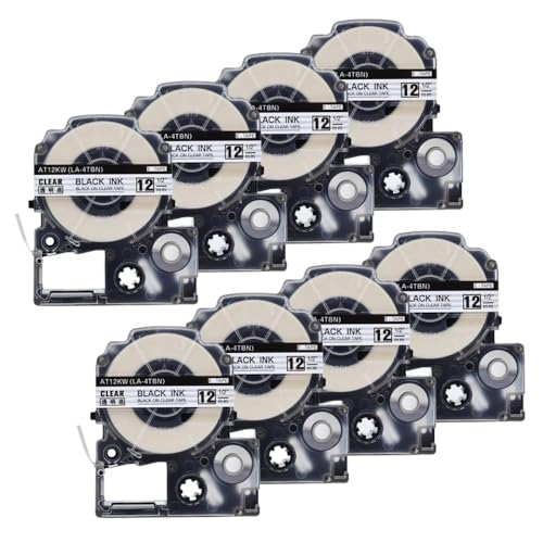 8PK 12mm ���x���e�[�v SS12KW SS18KW SC12YW SC12RW ���x�����[�J�[ LW-300 LW-400 500 �ƌ݊�������(Black on clear)