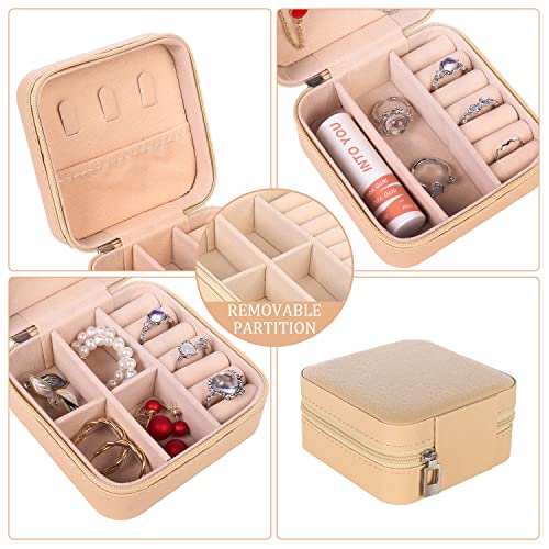 KElofoN Organizador de joyas de viaje, joyero de viaje, caja organizadora de joyas pequeña para niñas y mujeres (1, caqui)