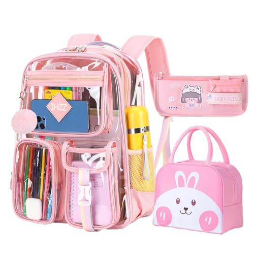 Clear Backpack for Women, Kid Transparent Clear Bookbag Stadium Approved, Girls Clear Backpack Heavy Duty for School