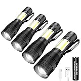 GIVERARE 4 PCS Tactical LED Flashlight, USB Rechargeable (Battery&USB Cable Included) Flashlights,...