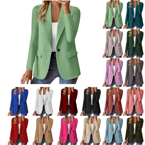 HUIFUAO - Blazers para Mujer, Talla Grande, Chaquetas de Traje de Negocios, Color Negro, Frente Abierto, cárdigan Ligero, Manga Larga, para Oficina, Trabajo, Abrigos, A02 Rosa Fuerte, XXL