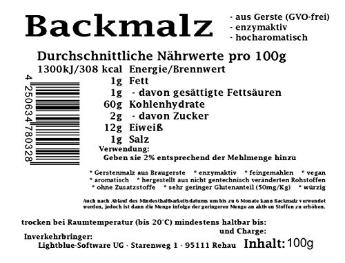 Backmalz 100g - aus Gerste, enzymaktiv - mind. 7 Monate MHD
