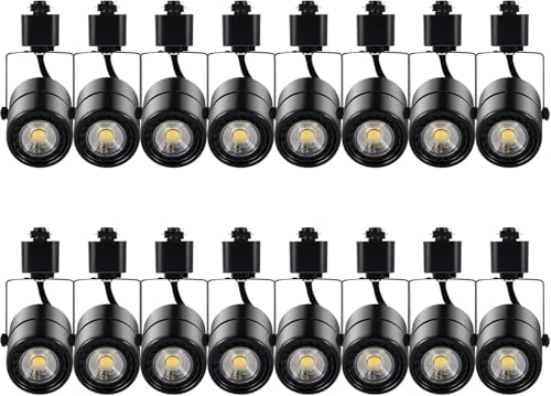 Motrackcao 10W Track Lighting Heads,3000K Warm White Dimmable LED Track Lighting Fixtures for Accent Retail Kitchen Artwork,120V Linear Track Lights H Type-CRI90+ 24°- 16 Pack (Black)