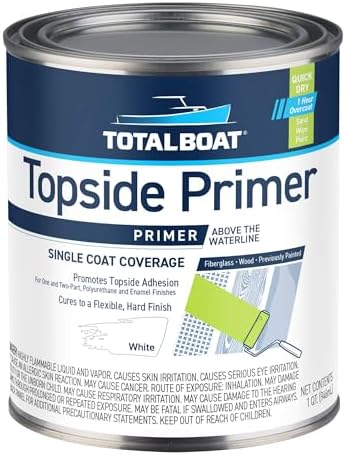 TotalBoat Marine Topside Boat Paint Primer for Fiberglass and Wood, White, 1 Quarts (Pack of 1)
