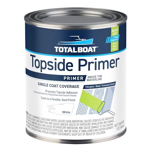 TotalBoat Marine Topside Boat Paint Primer for Fiberglass and Wood, White, 1 Quarts (Pack of 1)