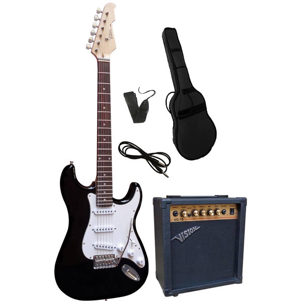 Amazon.com: Vision Guitar VG 15 Electric Guitar Set Black with Bag