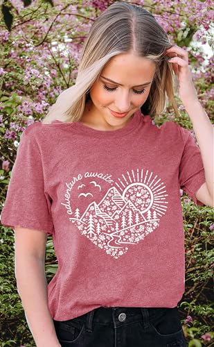 Jorlyen JLYTS2303PK04 Hiking Shirt For Women Adventure Outdoor Graphic Tee Shirt Kindness Love Heart Printed Camping Loose Casual Activewear thumb #6