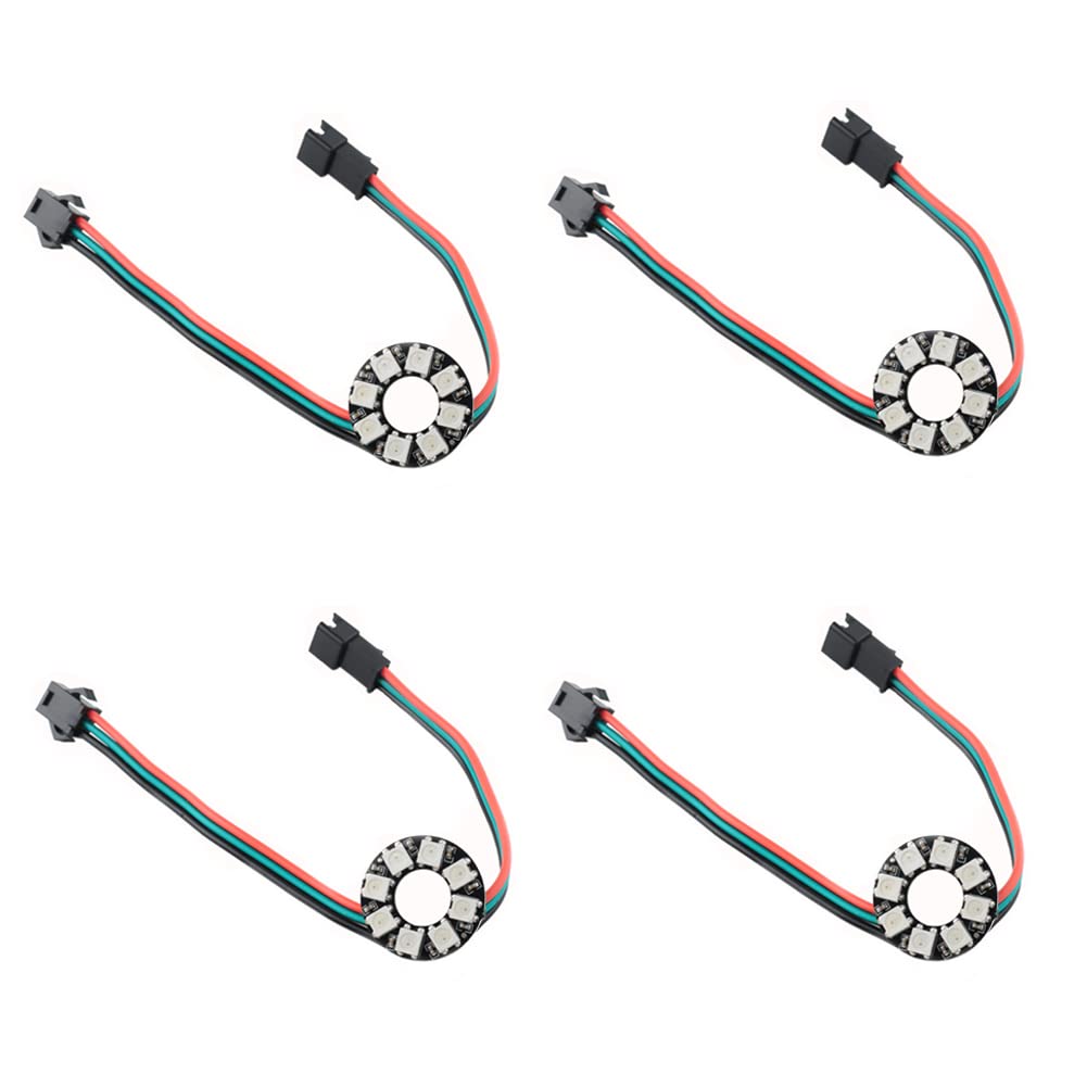 8 bit WS2812 RGB LED anello con cavo SM2.54-3P, 8 X WS2812B 5050 LED a colori con driver integrati indirizzabili individualmente DC5V per Arduino Raspberry Pi ESP32 Nodemcu (confezione da 4