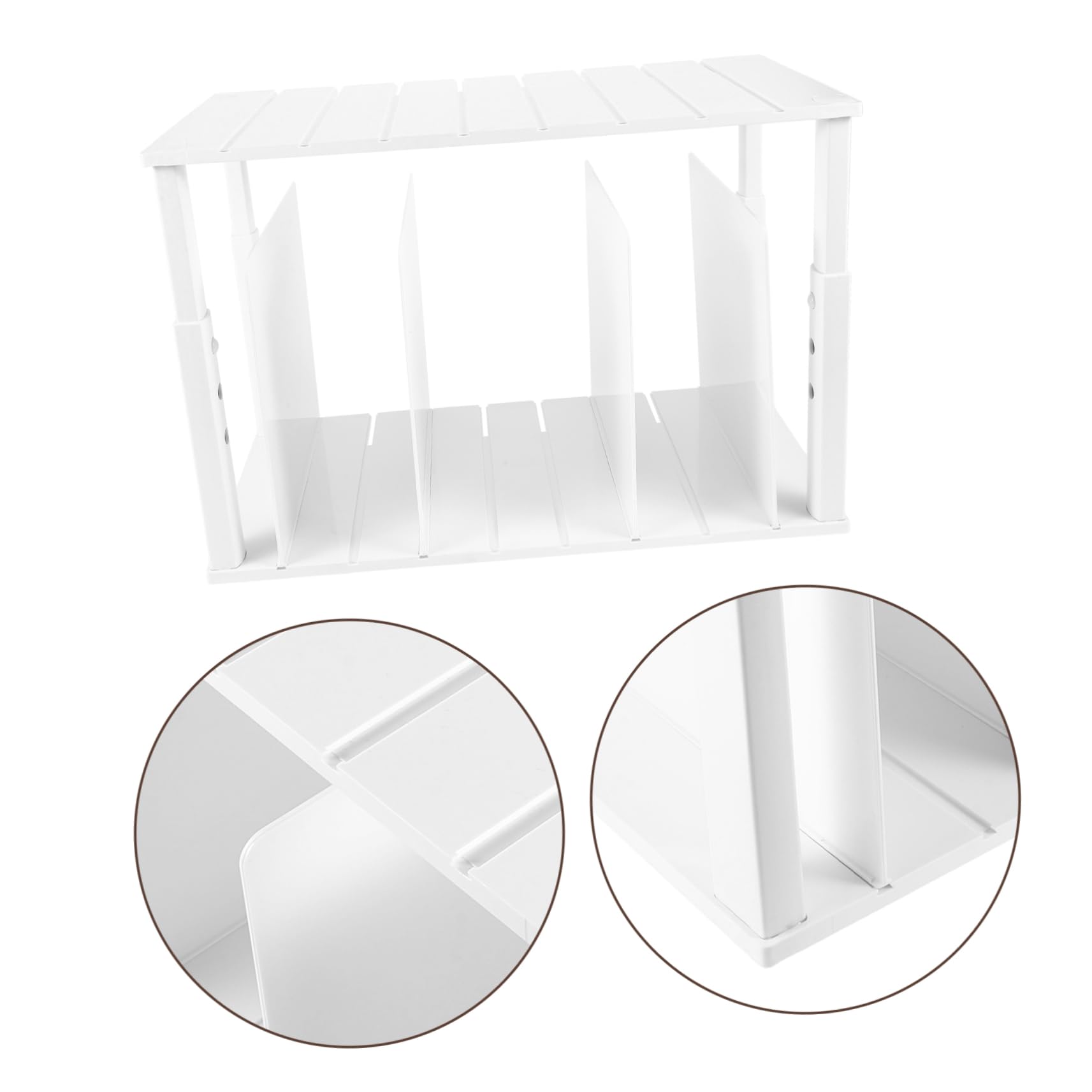 Organizador de Armario de Doble Capa Blanco 4 Separadores Abs | Divisor de Estantes Ajustable, Bordes Redondeados sin Rebabas, Base Estable Antideslizante