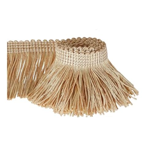 BEL AVENIR Lace Chainette Fringe Trim Polyester Tassel Trim with Hand Knitting for Home Accessories DIY Decoration (Mix Gold, 13.7 Yard x 2 Inches) Cover