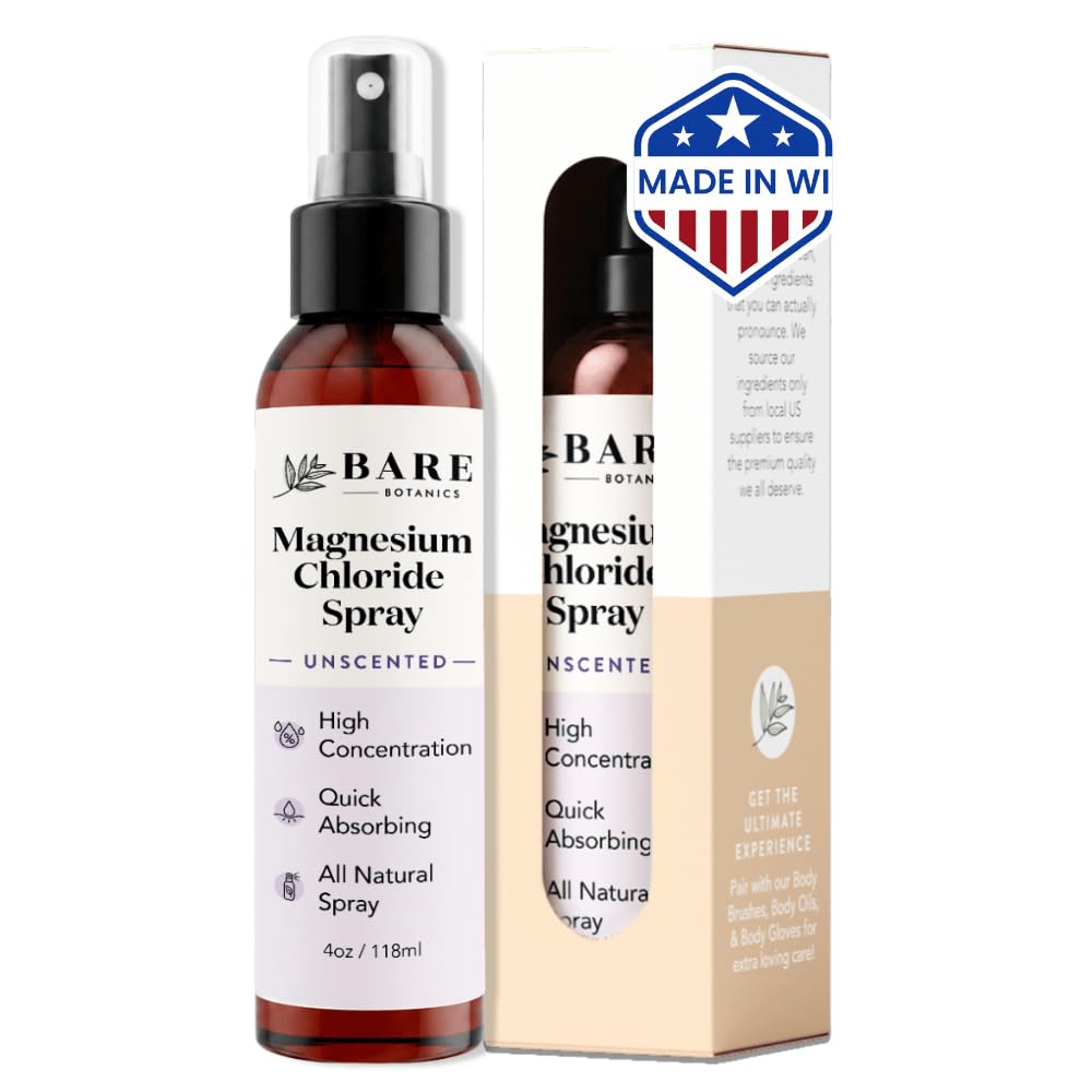 BARE BOTANICS Spray de Óleo de Magnésio com Cloreto de Magnésio do Mar Morto 120 mL