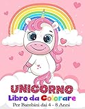 unicorno libro da colorare per bambini dai 4-8 anni