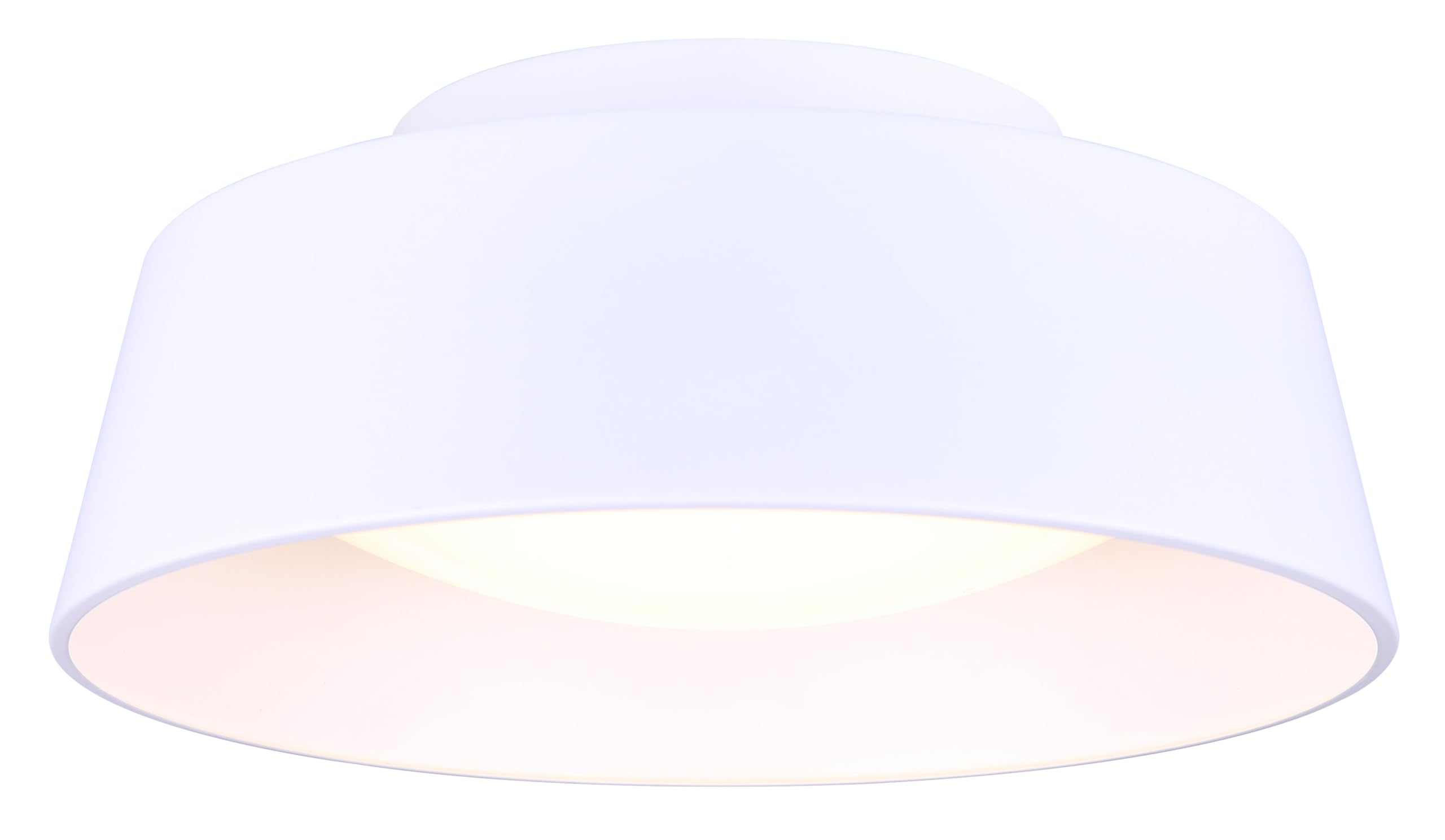 Canarm Adira 14-Inch LED Flush Mount Ceiling Light, White Acrylic Drum, Integrated Dimmable LED, Modern Lighting for Bedroom or Kitchen