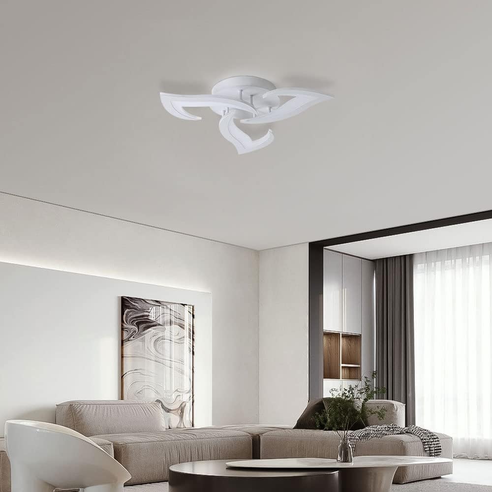 Plafonnier Led Moderne, 36W Blanc Créatif Pétales Design | 6500K Blanc Froid Luminaire Plafonnier, Lampe de Plafond en Acrylique pour Chambre, Salon, Salle à Manger, Cuisine, Couloir