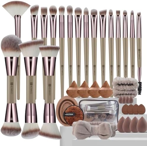 HEYMKGO Makeup Brushes, 40Pcs Professional Makeup Brush Set Dual ...