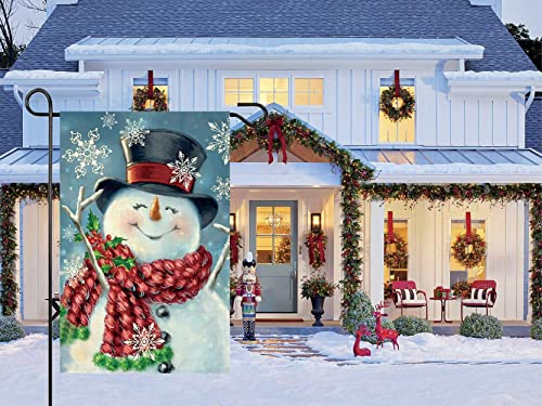 Christmas Garden Flag,Snowman Merry Xmas Stocking Stuffers,Double Sided Burlap Decorative House Flags For Home Lawn Yard Indoor Outdoor Decor,12 X 18 Inch #TOP3
