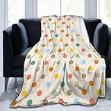 Colorful Retro Polka Dot Blanket Soft Lightweight Throw Blankets Cozy Flannel Bed Throws for Sofa Couch Travel Home Room Bedroom Decor Gifts for Girls Women Kids Adults 50'x40'
