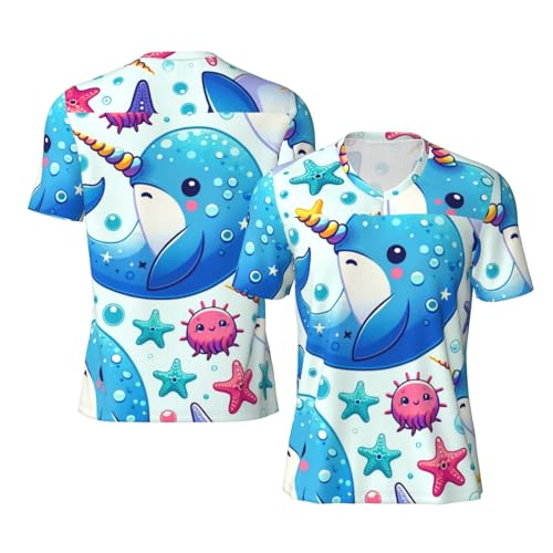 Stylish Athletic Sports Jersey Narwhal-Animal-of-Sea Men's Rugby Jersey 4X-Large Black