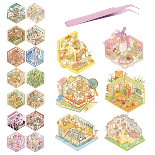 Lot de 20 autocollants de maison 3D à faire soi-même, 20 endroits différents avec des designs uniques, décoration murale créative pour chambre d'enfant et bureau, excellent cadeau