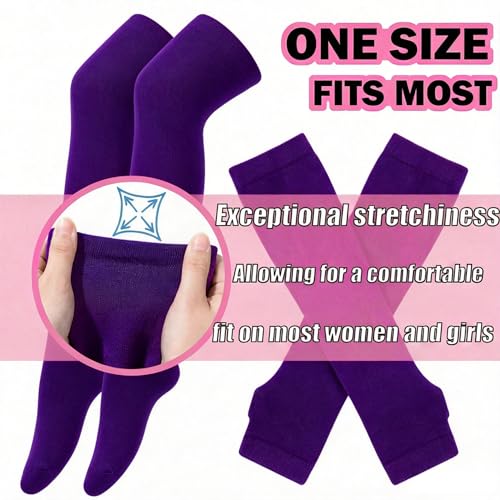 Image of Black and White Striped Arm Leg Warmers Sleeves Set Rainbow Socks Knee High Fingerless Gloves Hand Thigh Warm