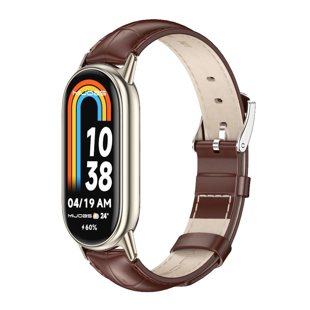 Pulseira para Xiaomi Mi Band 9/Mi Band 8, pulseira de substituição respirável de couro