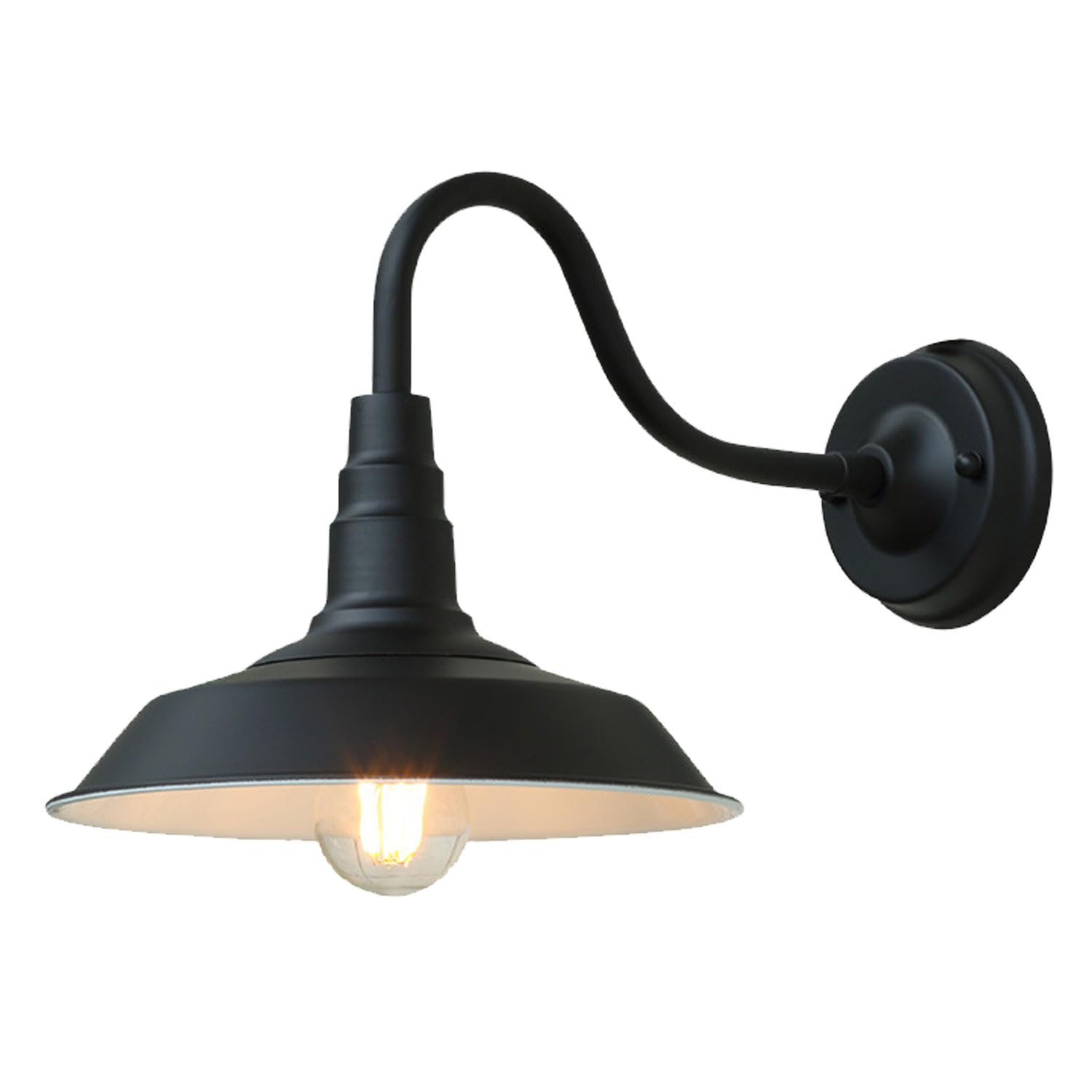 Moddeny Black Vintage Ip54 Waterproof Outdoor Wall Sconce 9.8 Inch Iron Gooseneck Exterior Wall Lamp Farmhouse Wall Mount Barn Light Retro Sconces For Porch, Garage, Patio Doorway