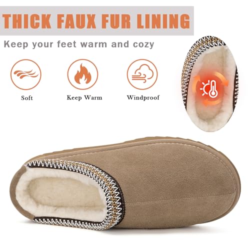 Women's Men's Slippers Platform Mini Boots for Women Genuine Suede Platform Slip-on Slippers Cozy Water Resistant Faux Fur Warm Winter Fuzzy House Shoes Indoor Outdoor3