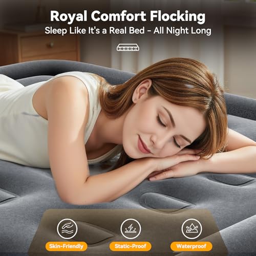 Image of VOSSER Air Mattress Full with Built in Pump,18''Raised Blow Up Mattress,Self Inflatable Mattress in 3 Mins,Portable Air Bed for Home,Floor&Travel,Full Size Air Mattress for Adults 660LB Max,Black