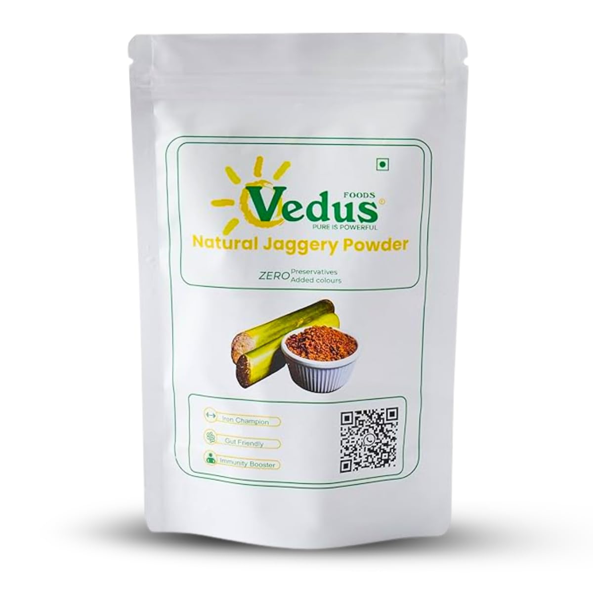 Vedus Foods Natural Jaggery Powder 400g | Unrefined Chemical Free Gur Powder | Raw Cane Sweetener | Natural Sugarcane fo