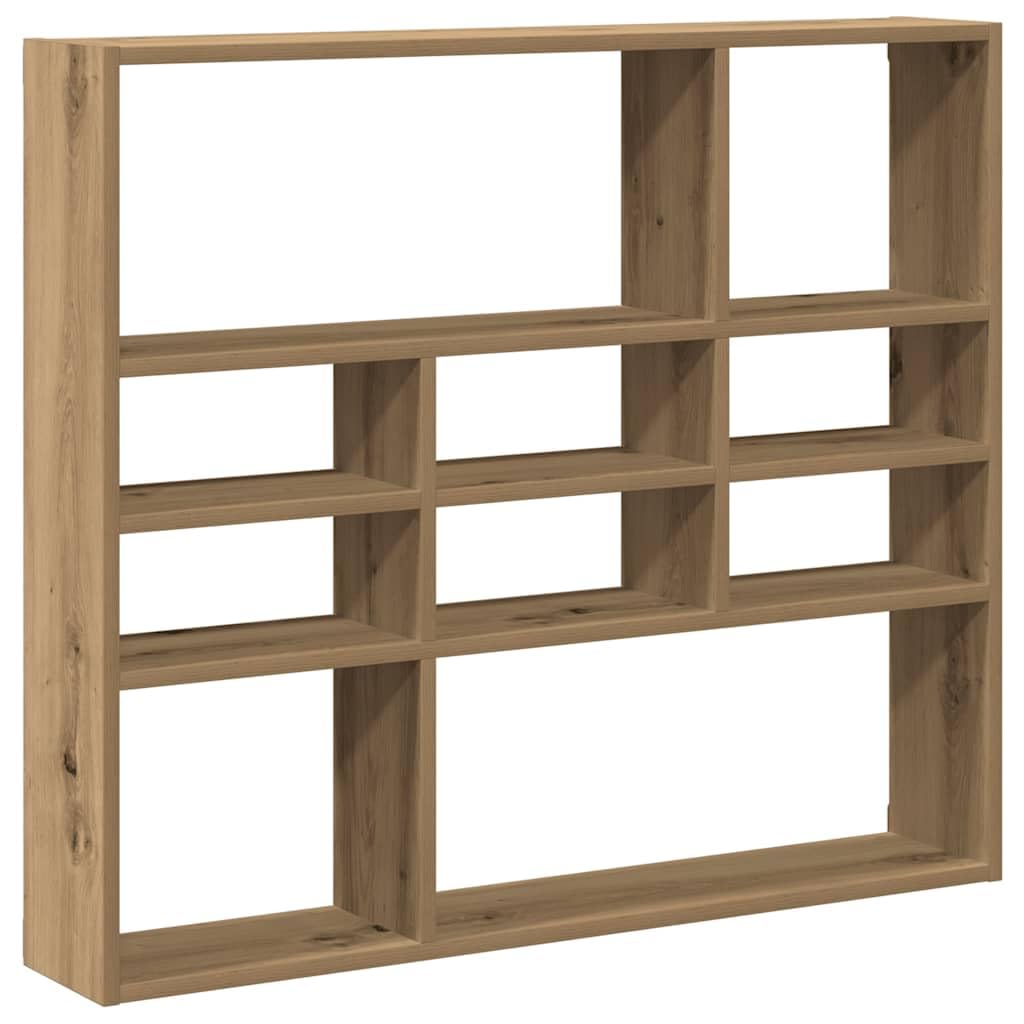 Estantería de pared con 9 compartimentos, roble Artisan, 90 x 16