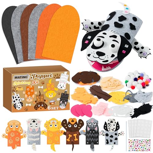 Juego de manualidades de 6 piezas de marionetas de mano, artesanías de fieltro, juguetes creativos con pompones y ojos oscilantes, narración de historias, juego de rol, accesorios de fiesta, regalo