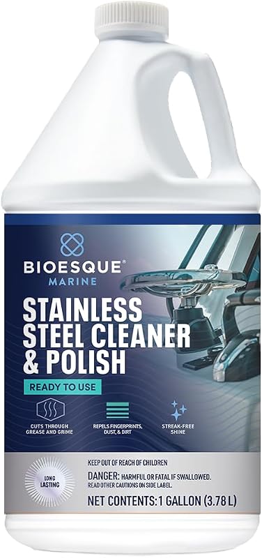 Bioesque Limpador e Polidor para Aço Inoxidável Marinho, 3,785 L