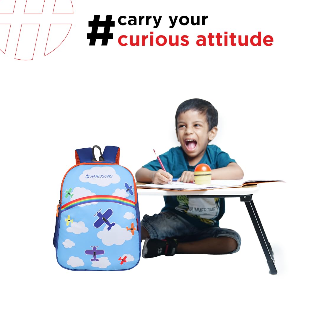 HARISSONS 14L Waterproof School Bag for Kids | Backpack for Boys & Girls with 2 Main Compartments, Front Pocket, Bottle Holder, & Padded Shoulder Straps (Air Kids)