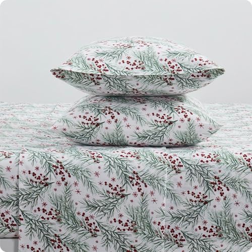 Image of Tahari Home Brushed Flannel 4-Piece Bedding Set, King, Pine Red