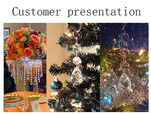 WAZHRMGHG 30PCS Clear Acrylic Crystal Ornament Beads Garland Chandelier Hanging Crystals for Wedding Party Celebration Christmas Tree Decor (30, 6 Octagonal Beads+1 Pendant)4