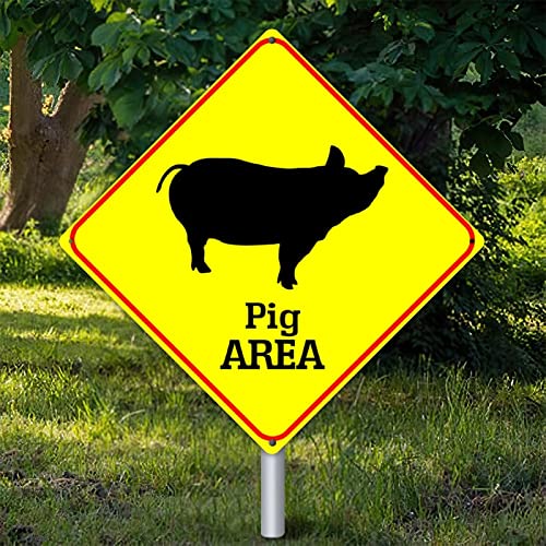 Plaque en métal Beware of Pig Zone décorative pour barrière et enclos 38cm