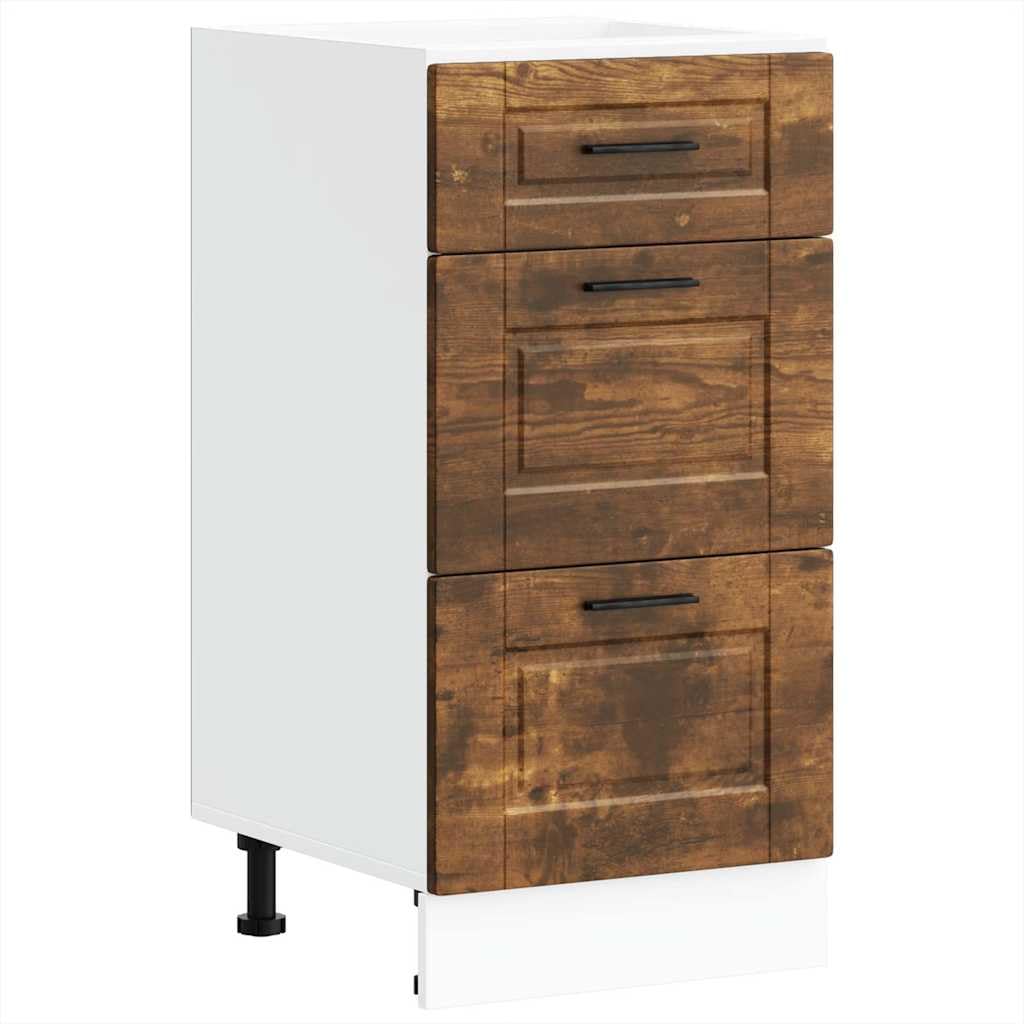 Küchenunterschrank Porto Räuchereiche, Holzwerkstoff, 40x46x81,5 cm, mit verstellbaren Füßen, ideal für Küche, Speisekammer Lagerung