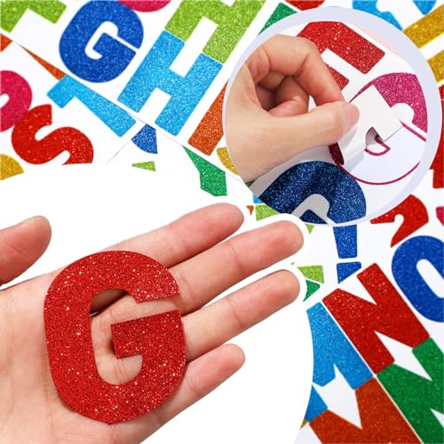 Image of Harloon 232 Pcs Large Glitter Letter Stickers 24 Sheets Classroom Bulletin Boards Decorations Big Font Alphabet Letter Self Adhesive Letters Stickers Back to School Decor DIY Craft(Colorful,2.5'')