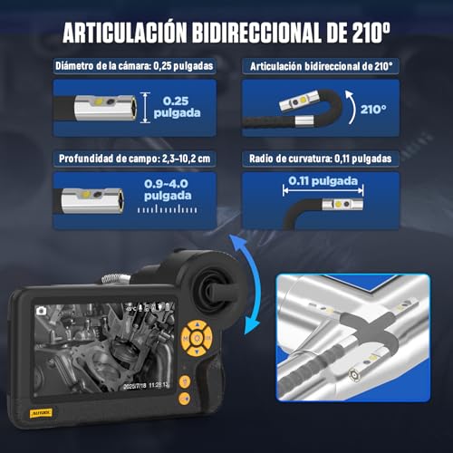 Image of AUTOOL Dual Lens Borescope 0.25inch 210 Articulating Endoscope 4.3 inchHD 3FT