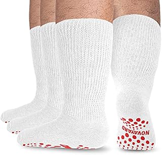 NOVAYARD 3 Pairs Diabetic socks Non Slip Hospital Wide Crew Edema Bariatric Socks