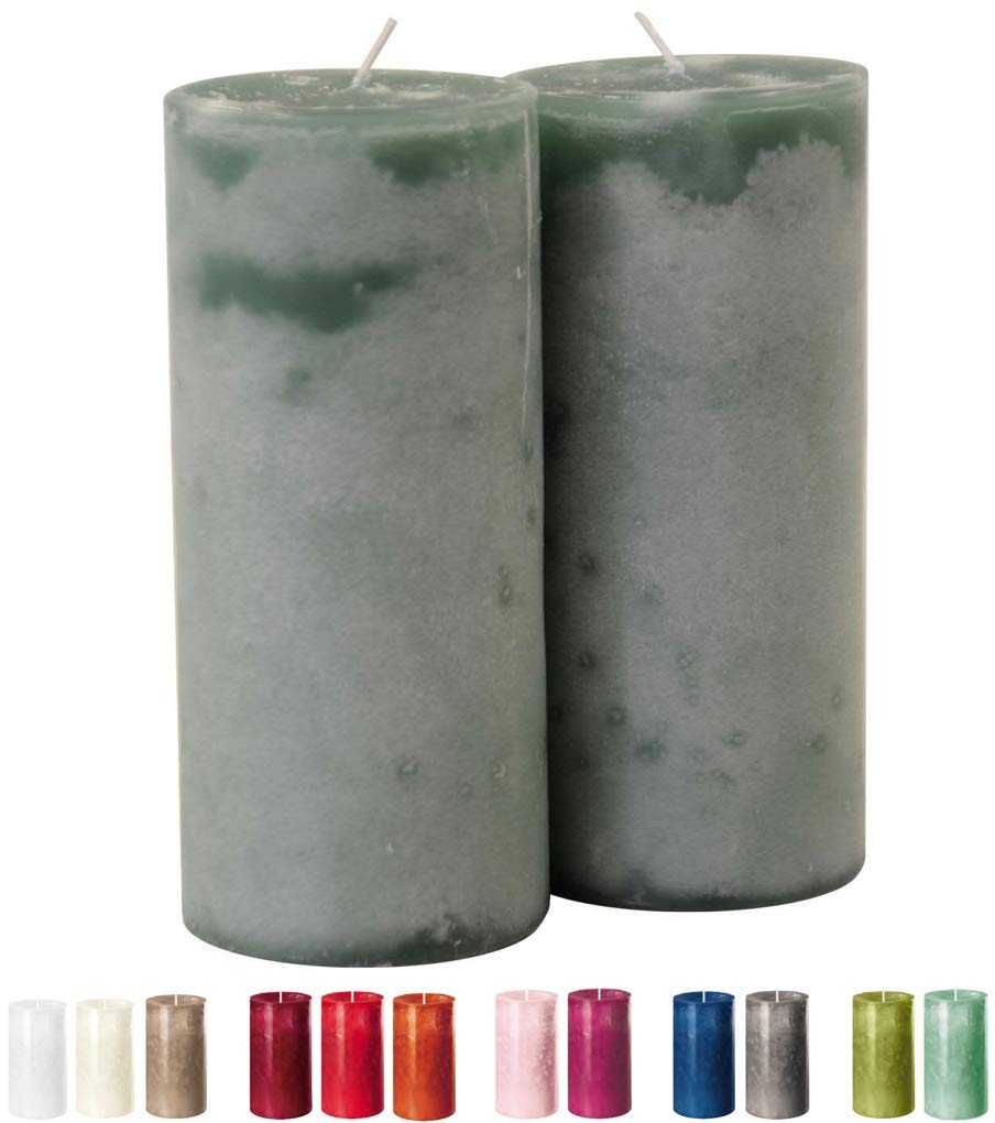 Candele per l'Avvento/candele a colonna/candele (Safe Candle) – Grande scelta – Corona dell'Avvento/ghirlanda di Natale/candele di Natale., verde smeraldo, XL & Breit: Höhe 18cm / Ø 8cm - 2 Stück